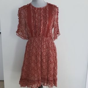 Floreat Amber Wine ruffled lace dress